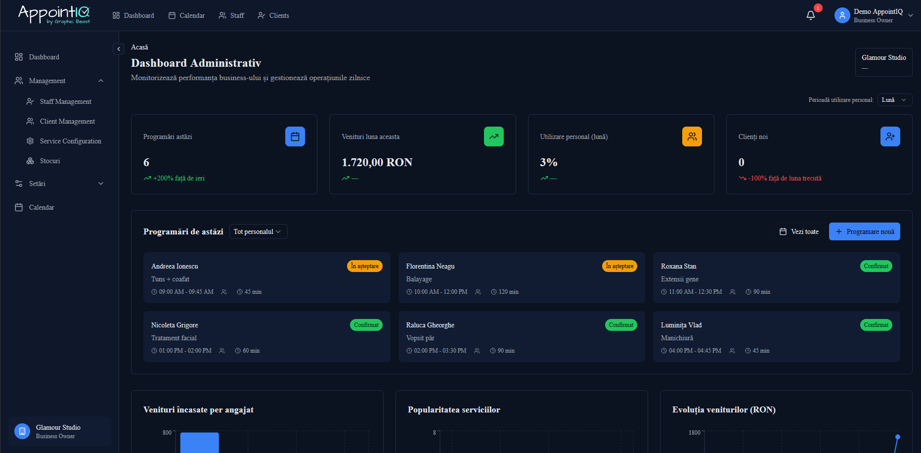 AppointIQ — dashboard